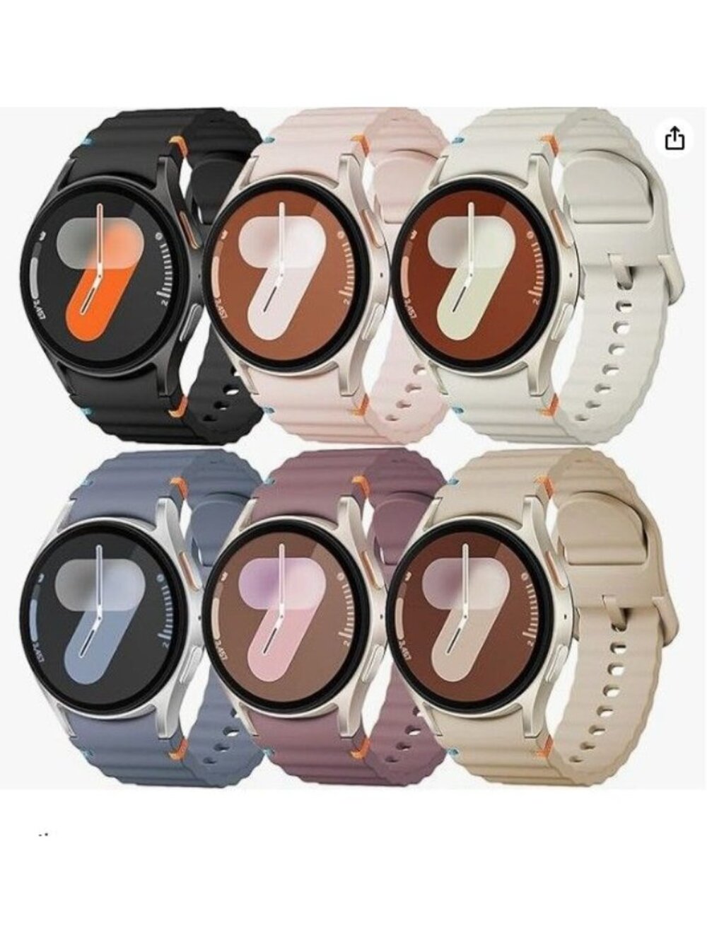 Sport Bands 6 pk for Samsung Galaxy Watch 7/6/5/4/FE 40mm 44mm No Gap